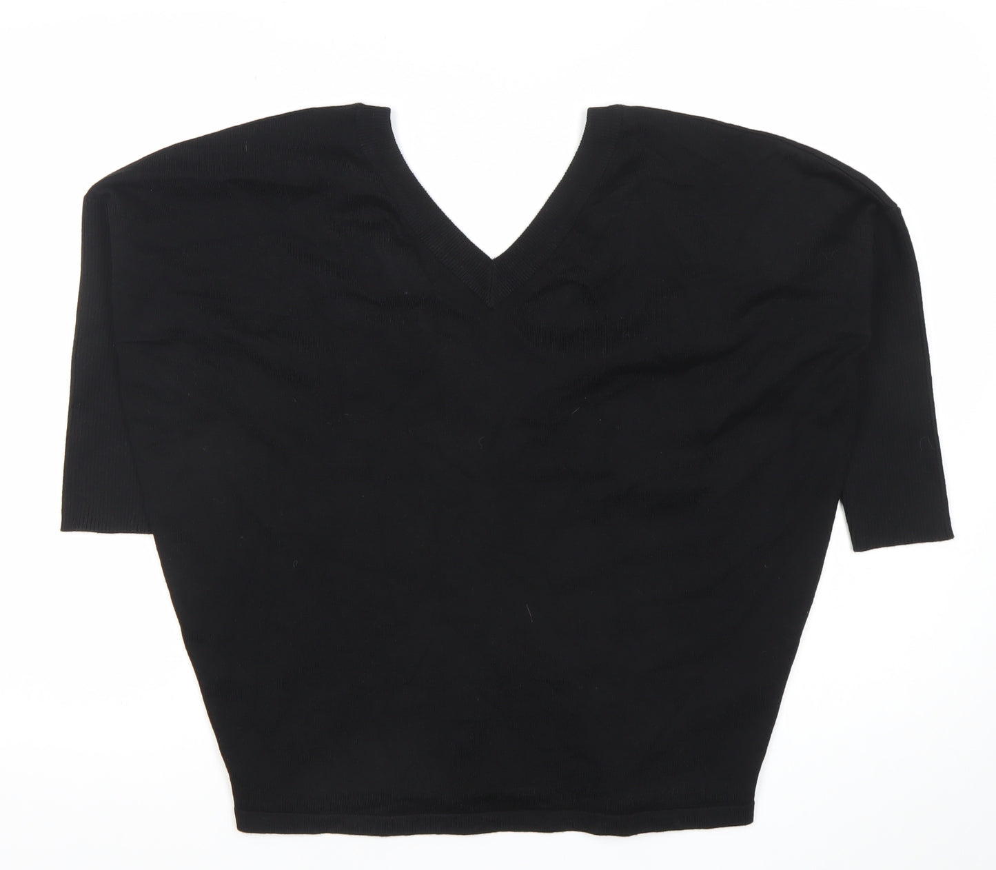 Saint Tropez Womens Black V-Neck 3/4 Sleeve Pullover Jumper M