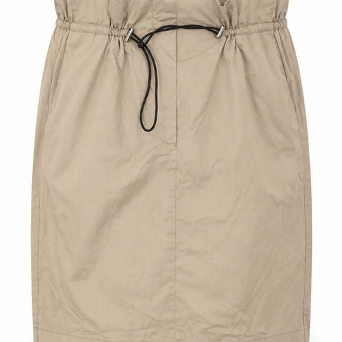 MNG Women Beige Cotton Elastic Waist Knee Length Skirt Size 10