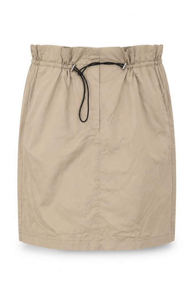 MNG Women Beige Cotton Elastic Waist Knee Length Skirt Size 10