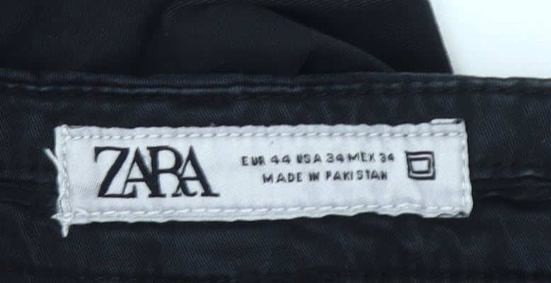 Zara Men’s Black Slim Fit Chino Trousers Size 34