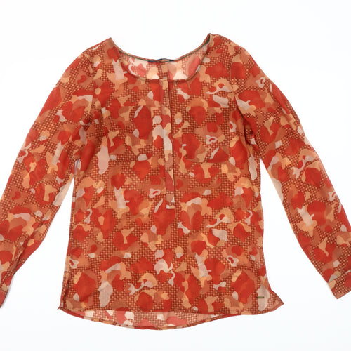 Tommy Hilfiger Women's Orange Geometric Chiffon Tunic Blouse XS