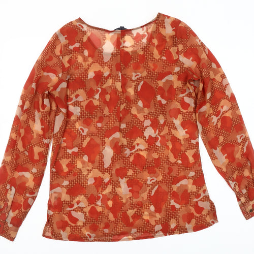 Tommy Hilfiger Women's Orange Geometric Chiffon Tunic Blouse XS