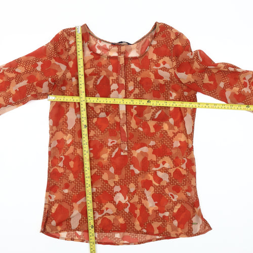 Tommy Hilfiger Women's Orange Geometric Chiffon Tunic Blouse XS
