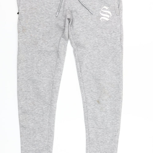 Sinners Attire Grey Womens Jogger Trousers Small Fleece Lined Casual Comfort Fit