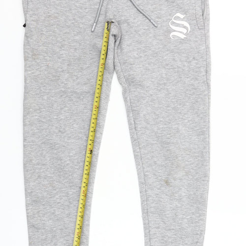 Sinners Attire Grey Womens Jogger Trousers Small Fleece Lined Casual Comfort Fit