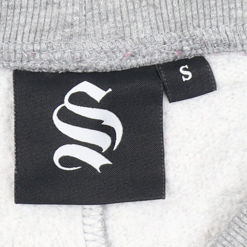 Sinners Attire Grey Womens Jogger Trousers Small Fleece Lined Casual Comfort Fit