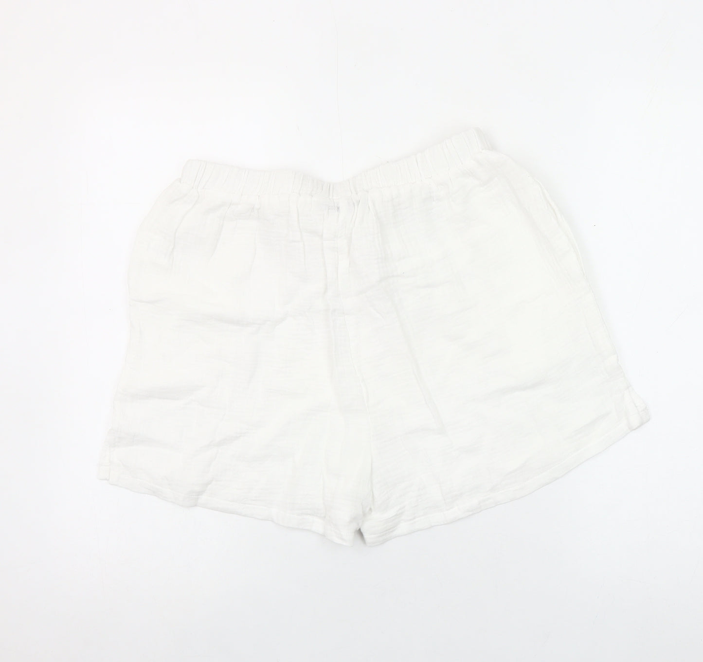 Miss Sparkling Womens White Cotton Drawstring Casual Shorts Size L