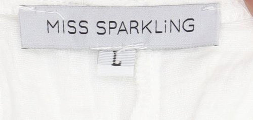 Miss Sparkling Womens White Cotton Drawstring Casual Shorts Size L
