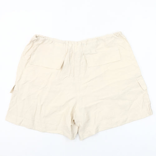 H&M Women’s Beige Cargo Shorts Size M Viscose Blend Drawstring Stretch