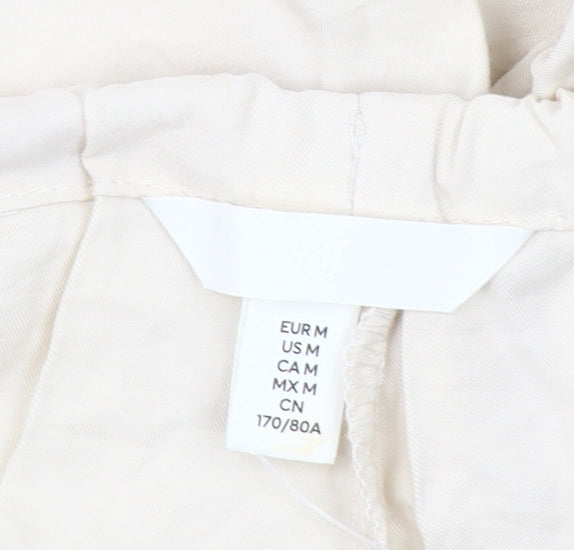 H&M Women’s Beige Cargo Shorts Size M Viscose Blend Drawstring Stretch
