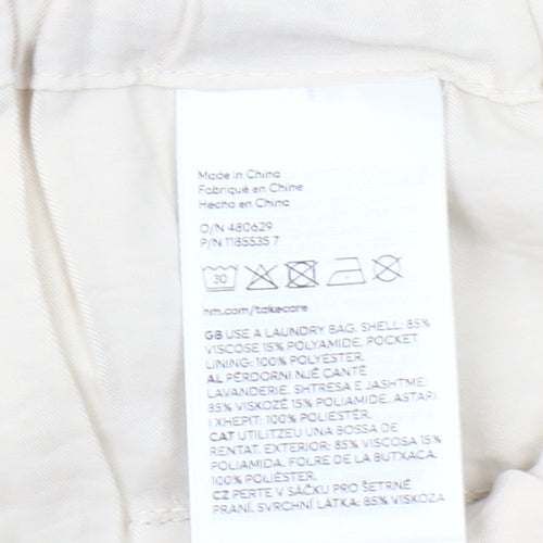 H&M Women’s Beige Cargo Shorts Size M Viscose Blend Drawstring Stretch