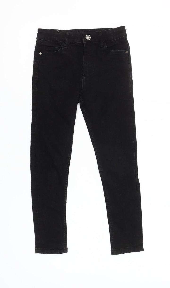 St. Bernard Girls Black Skinny Jeans 7-8 Years Mid Rise Stretch Denim