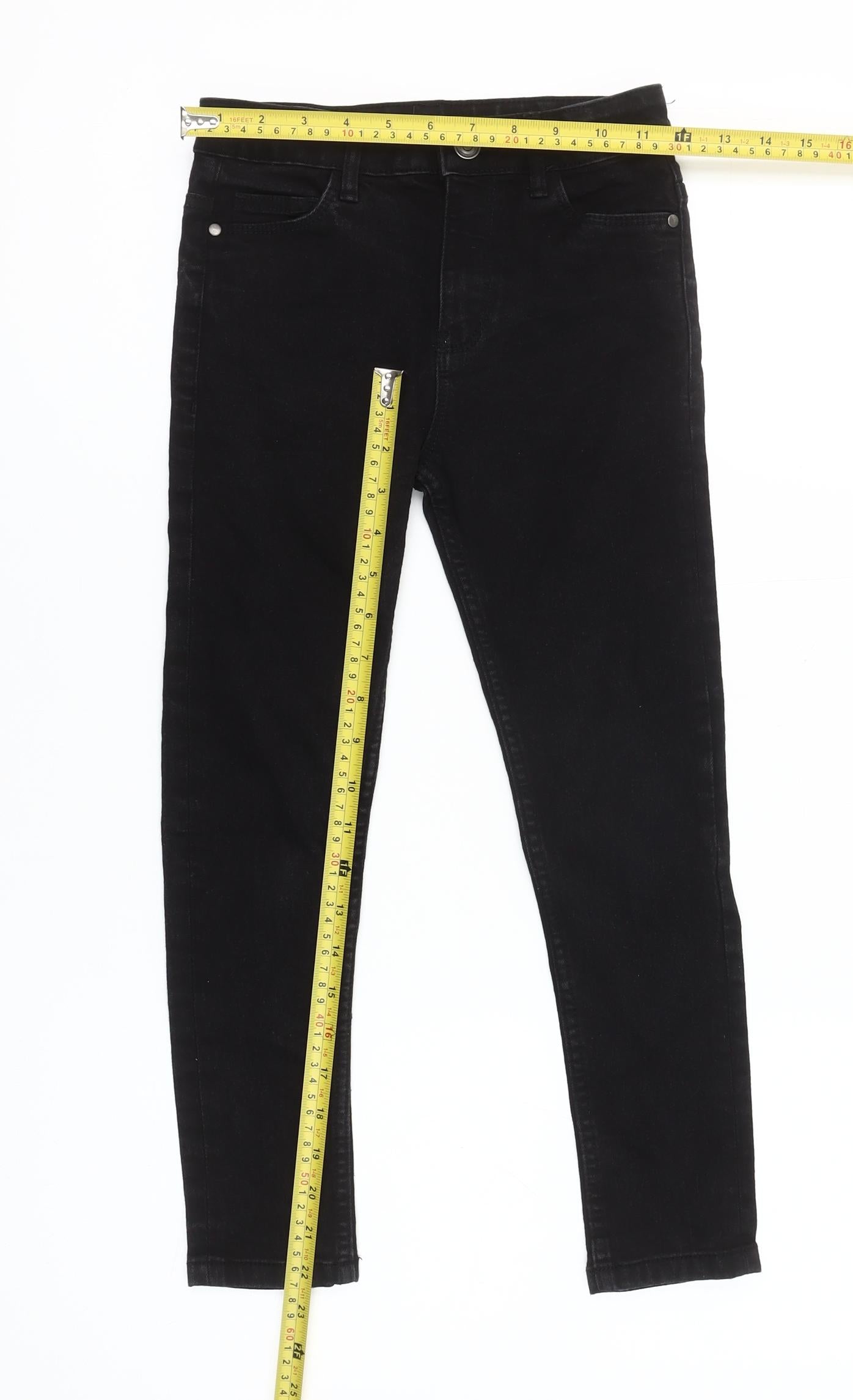 St. Bernard Girls Black Skinny Jeans 7-8 Years Mid Rise Stretch Denim