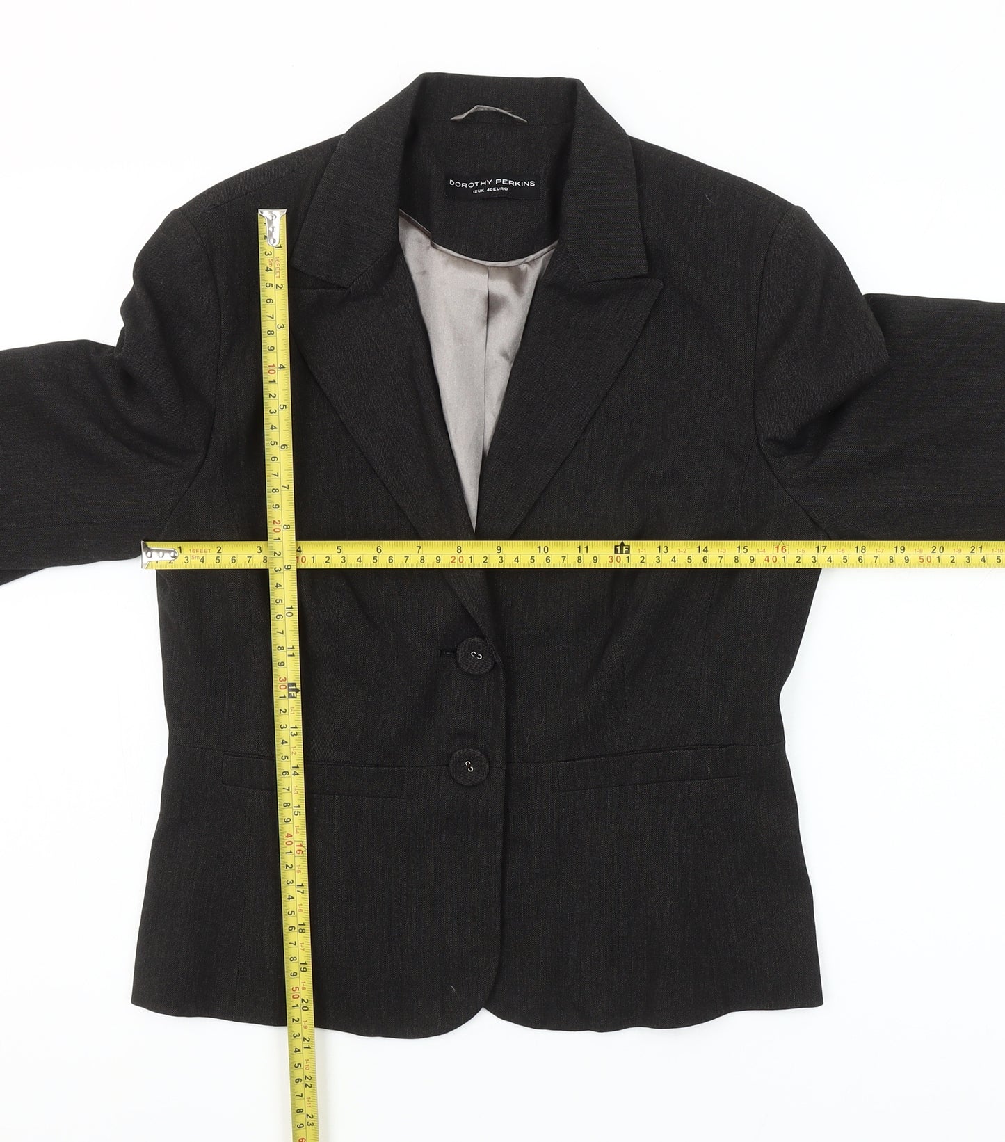 Dorothy Perkins Women Black Size 12 Tailored Two-Button Blazer