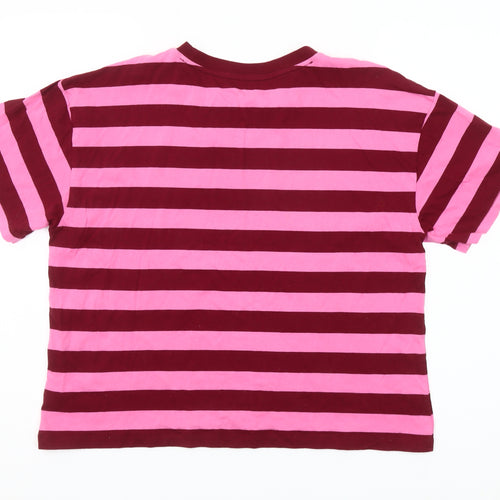 GAP Women’s Pink & Burgundy Striped Cotton T-Shirt Size M