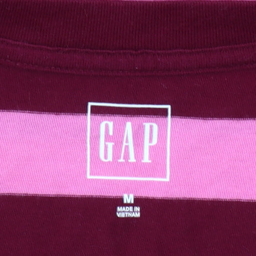 GAP Women’s Pink & Burgundy Striped Cotton T-Shirt Size M