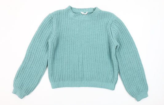 Marks and Spencer Girls Green 14-15 Years Knitted Polyester Jumper