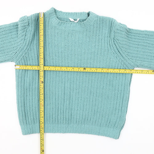 Marks and Spencer Girls Green 14-15 Years Knitted Polyester Jumper