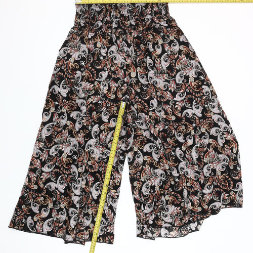 Refines Collezione Women's Multicoloured Paisley Cropped Wide-Leg Cotton Trousers S