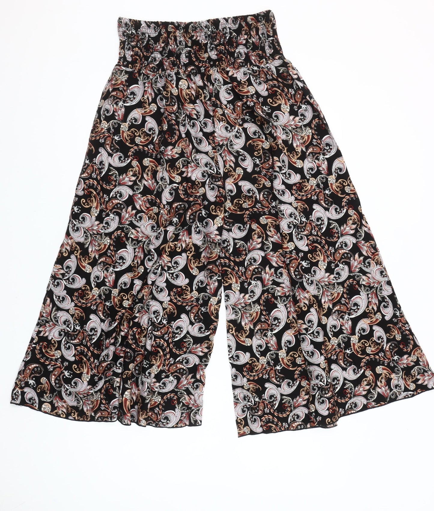 Refines Collezione Women's Multicoloured Paisley Cropped Wide-Leg Cotton Trousers S