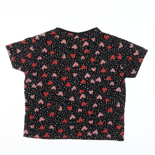 ASOS Women’s Black Heart Print Cotton Short Sleeve T-Shirt Size 10