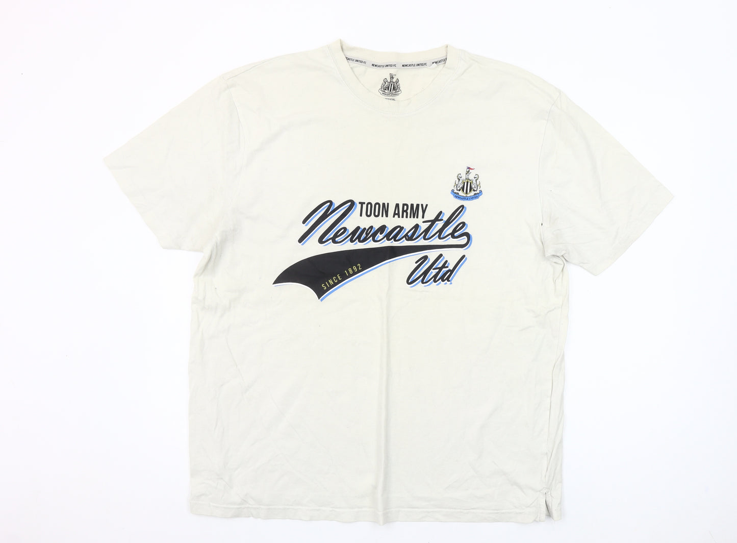 Newcastle United FC Men's Beige XL Graphic Cotton T-Shirt