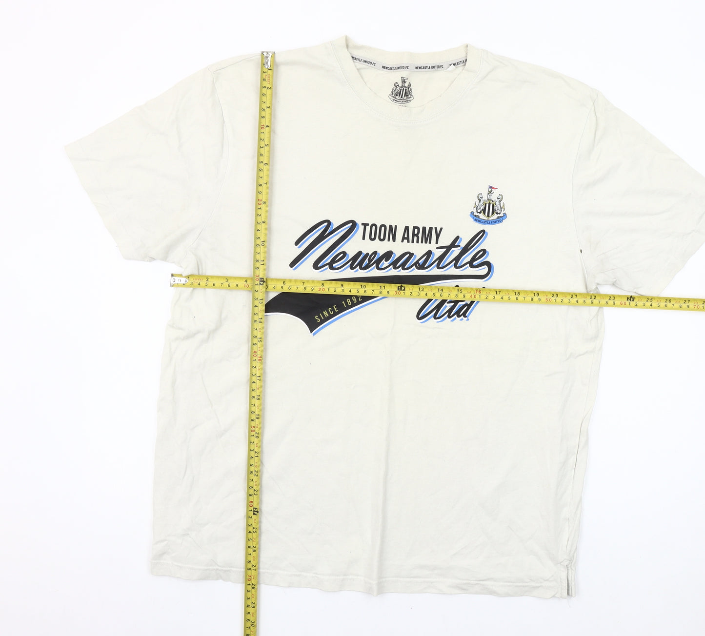 Newcastle United FC Men's Beige XL Graphic Cotton T-Shirt