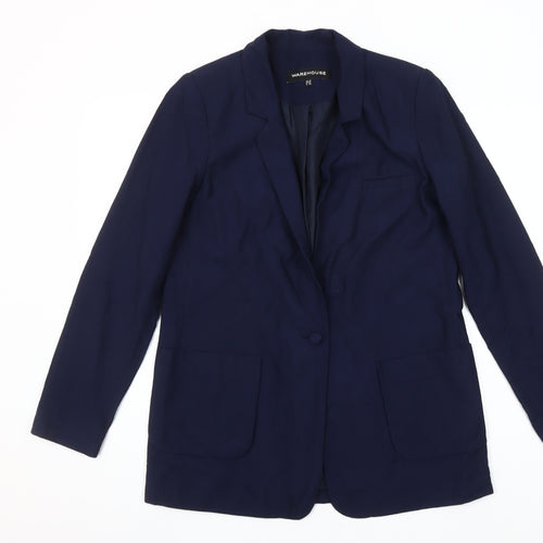 Warehouse Womens Navy Blue Single-Breasted Suit Jacket UK 10