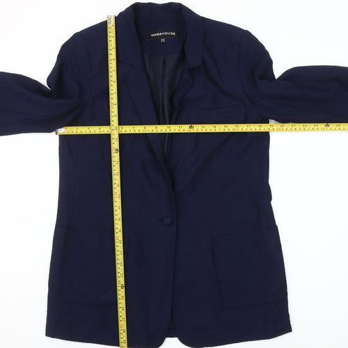 Warehouse Womens Navy Blue Single-Breasted Suit Jacket UK 10