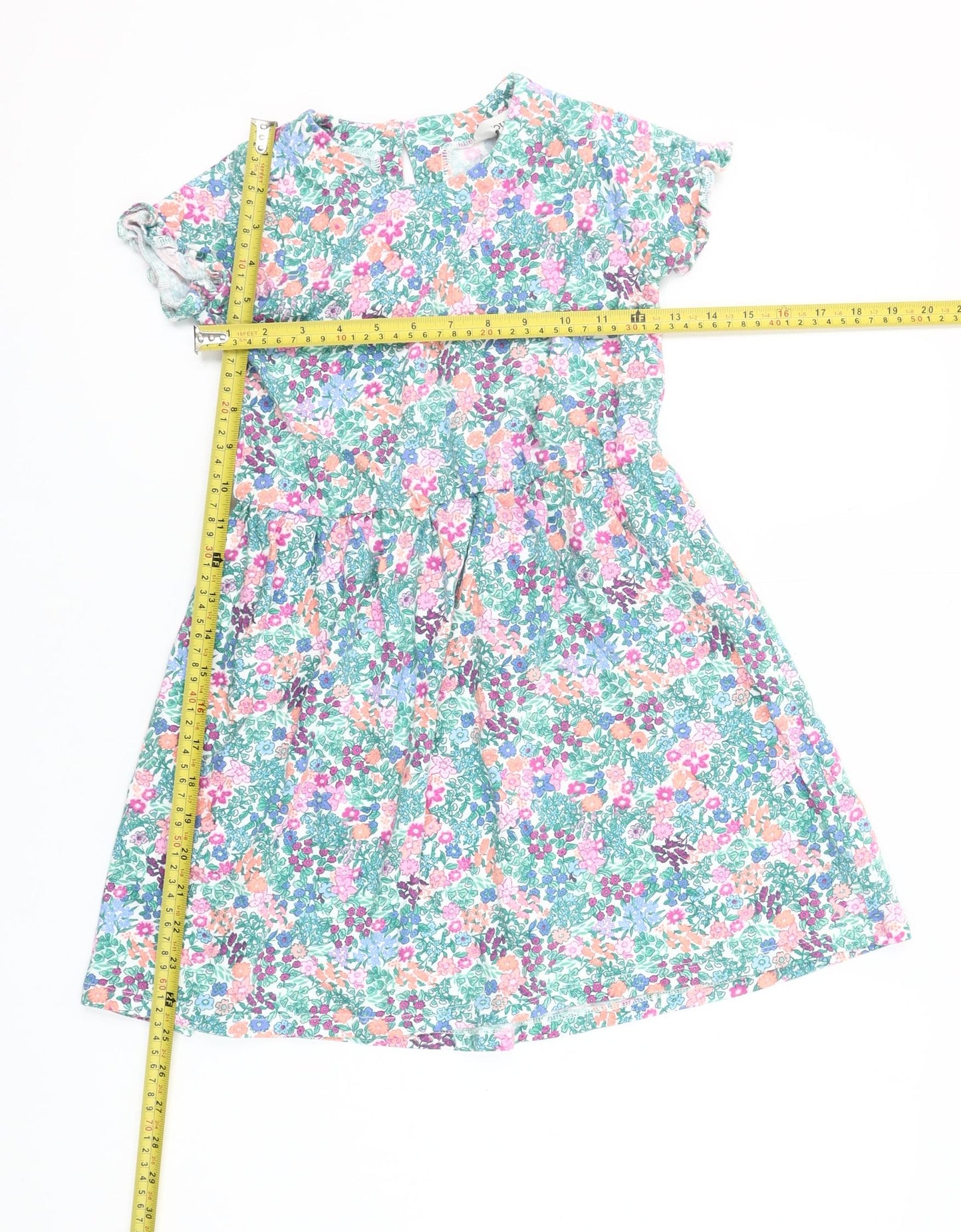 Joules Girls Multicoloured Floral Cotton A-Line Dress 8 Years