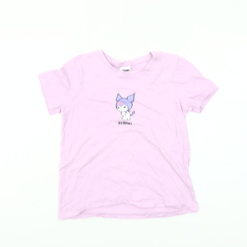 Primark Girls Kuromi Pink Graphic T-Shirt 10-11 Years Cotton