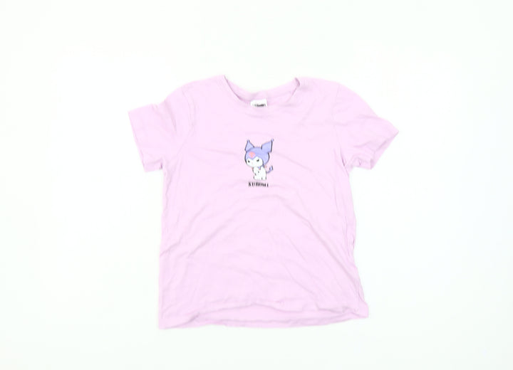 Primark Girls Kuromi Pink Graphic T-Shirt 10-11 Years Cotton