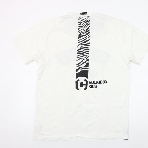 Cropp Men’s White BOOMBOX Kids Graphic Crew Neck T-Shirt L Retro Music