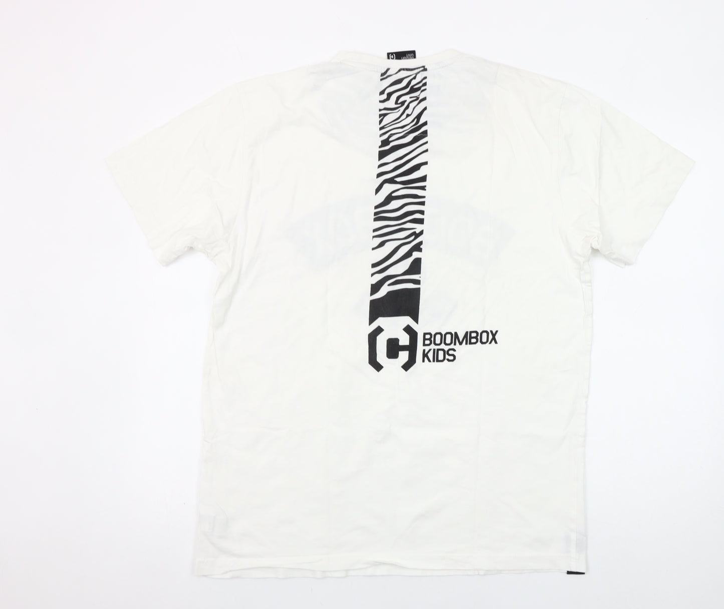Cropp Men’s White BOOMBOX Kids Graphic Crew Neck T-Shirt L Retro Music