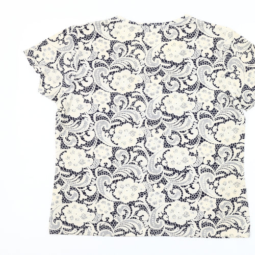 Just Elegance Womens Blue Floral Stretch T-Shirt Size 16