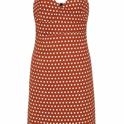 New Look Women's Brown Polka Dot Midi Slip Dress Size 10