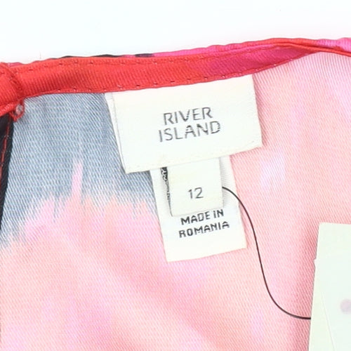 River Island Women Pink Bodycon Ruched 80s Mini Dress Size 12
