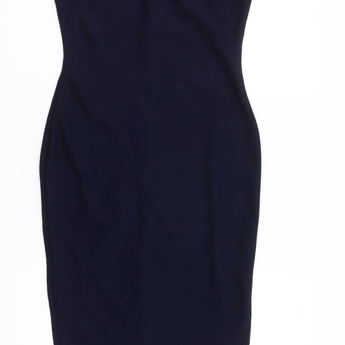 AX Paris Women Blue Size 12 Bodycon Halter Knee Dress