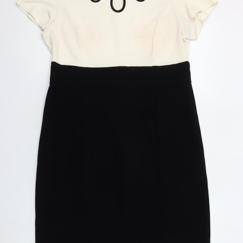 Joanna Hope Women's Black White Colourblock Sheath Dress Size 16