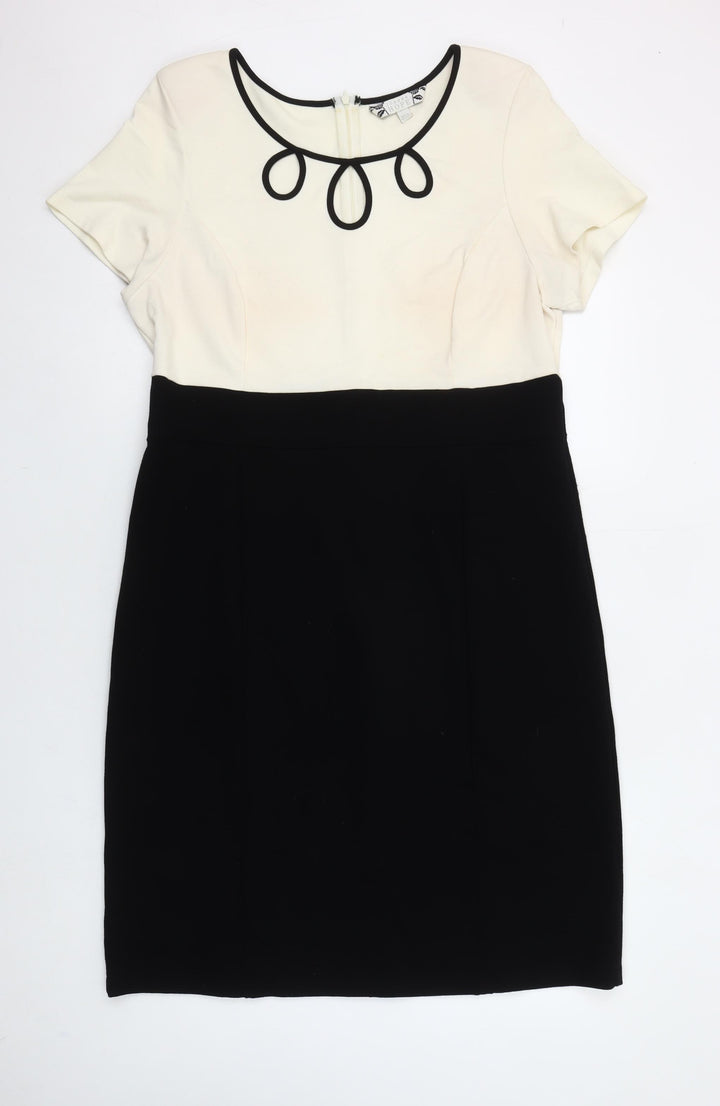 Joanna Hope Women's Black White Colourblock Sheath Dress Size 16