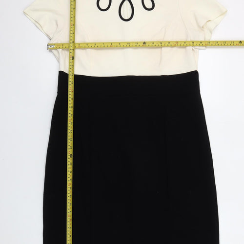 Joanna Hope Women's Black White Colourblock Sheath Dress Size 16