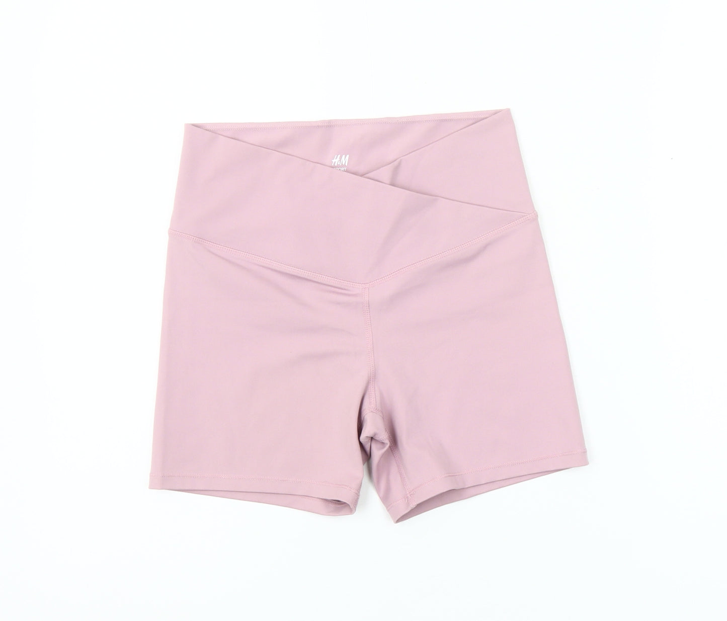 H&M Women Pink Biker Activewear Shorts S High Waist Stretch