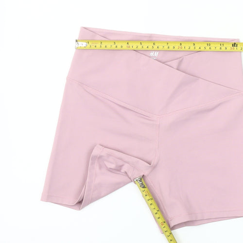 H&M Women Pink Biker Activewear Shorts S High Waist Stretch