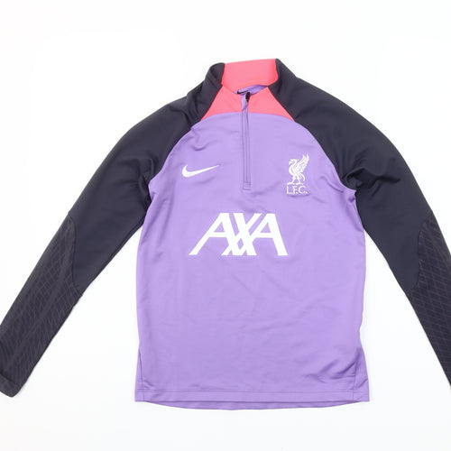 Nike Boys Purple LFC Dri-FIT 1/4 Zip Slim Fit Football Training Sweatshirt 10-11 Years