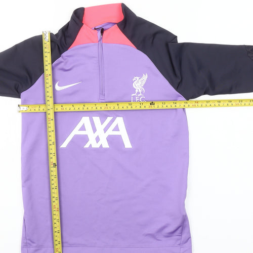 Nike Boys Purple LFC Dri-FIT 1/4 Zip Slim Fit Football Training Sweatshirt 10-11 Years