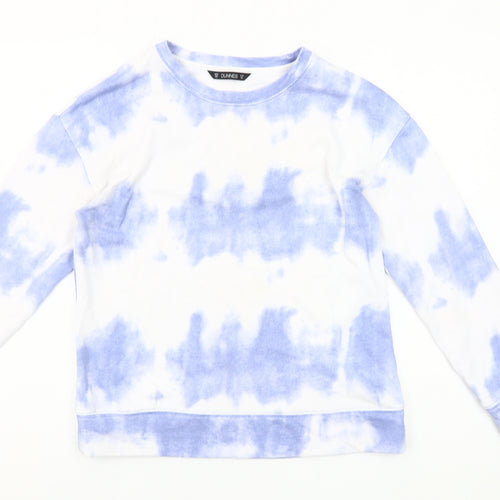 Dunnes Women Blue Tie-Dye Crew Neck Pullover Sweatshirt XS