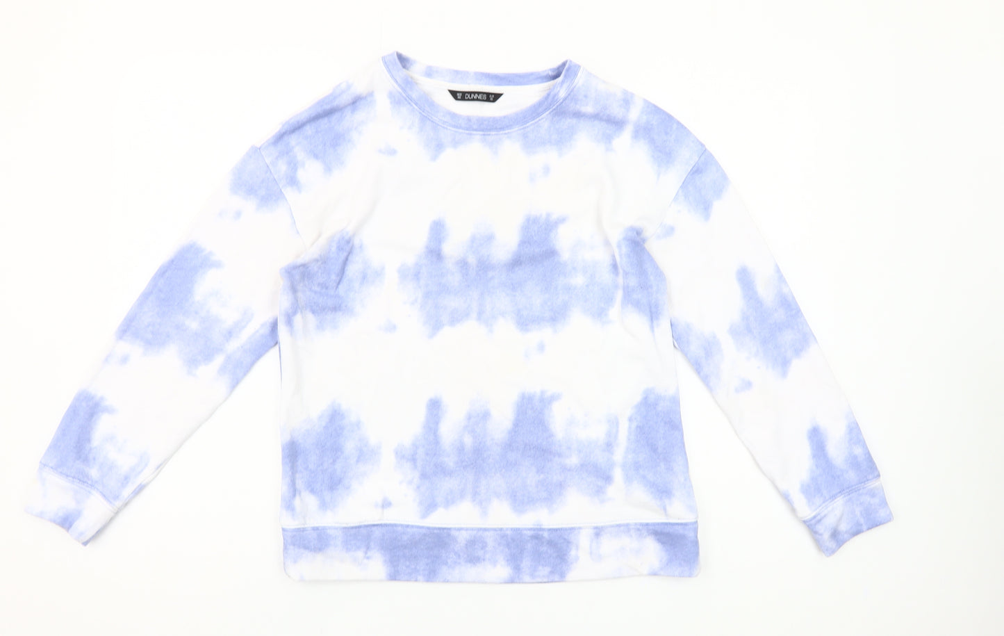 Dunnes Women Blue Tie-Dye Crew Neck Pullover Sweatshirt XS