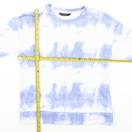 Dunnes Women Blue Tie-Dye Crew Neck Pullover Sweatshirt XS