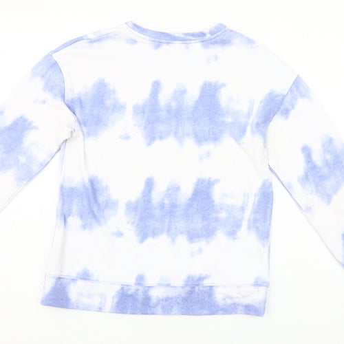 Dunnes Women Blue Tie-Dye Crew Neck Pullover Sweatshirt XS