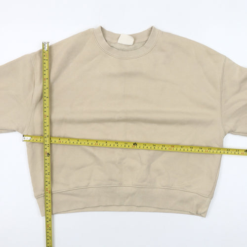 Pull & Bear Womens Beige Cotton Blend Crew Neck Sweatshirt Size M